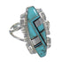 Southwest Turquoise And Jet Inlay Silver Jewelry Ring Size 6-1/2 AX82432